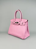 Hermes Birkin 30 Retourne Clemence Mauve Sylvestre Palladium Hardware Preowned Z