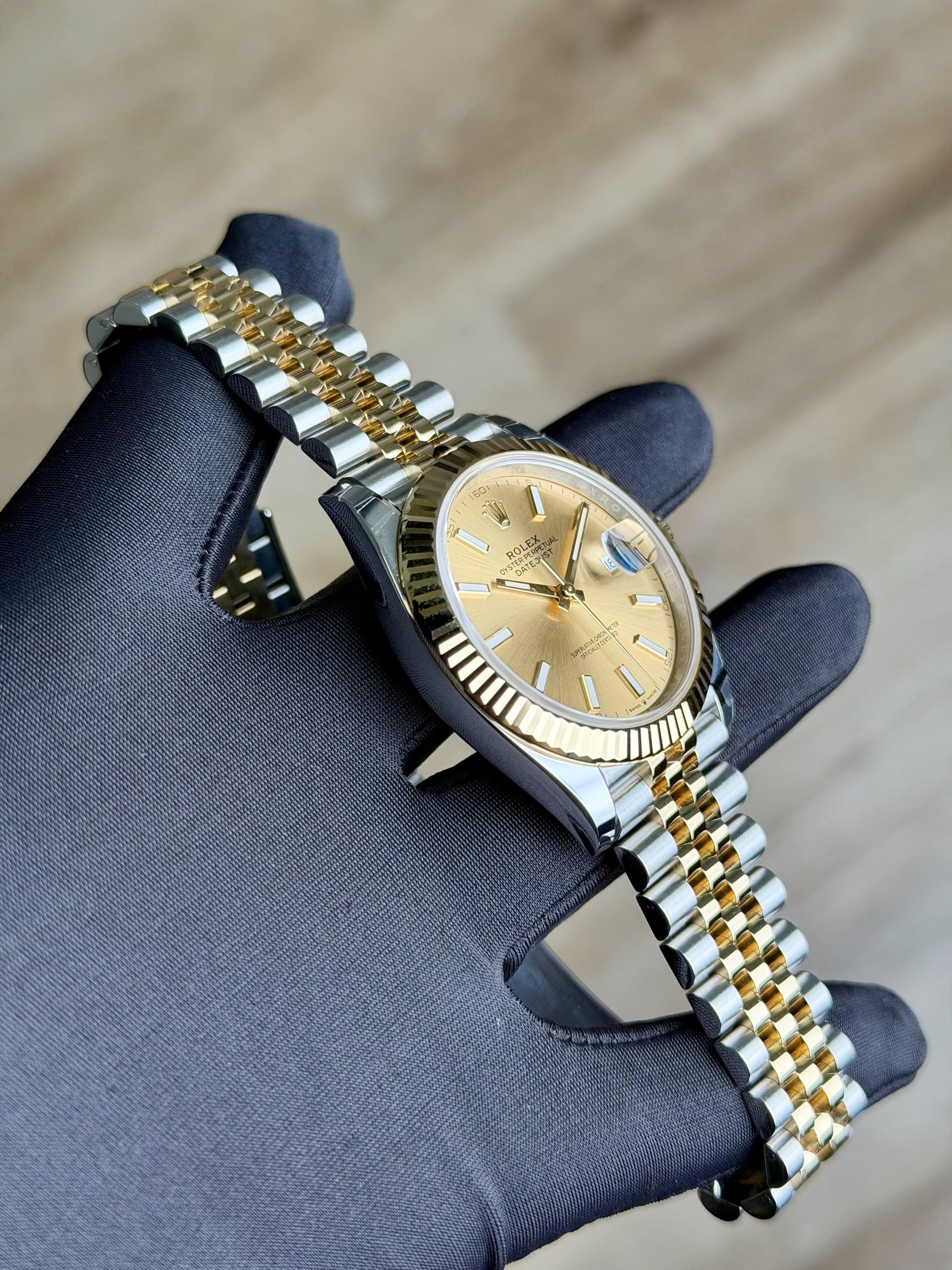 Rolex Datejust 41 Champagne Index Fluted Jubilee 2026 Unworn 126333
