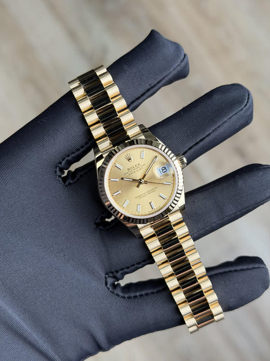 Rolex Datejust 31 Champagne Index Fluted President 2026 Unworn 278278