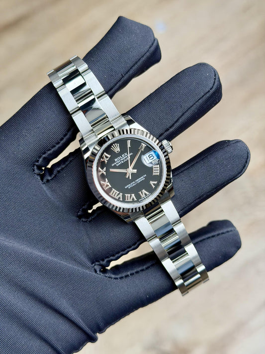 Rolex Datejust 31 Black Roman Fluted Oyster 2026 Unworn 278274