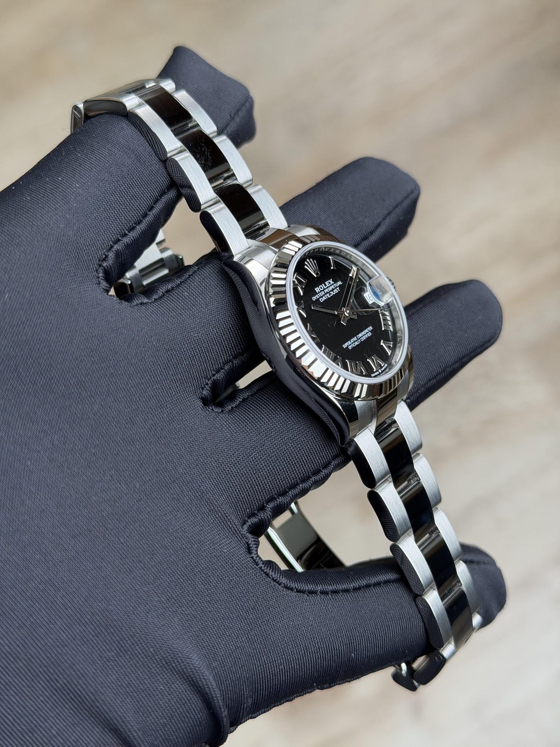 Rolex Datejust 31 Black Roman Fluted Oyster 2026 Unworn 278274