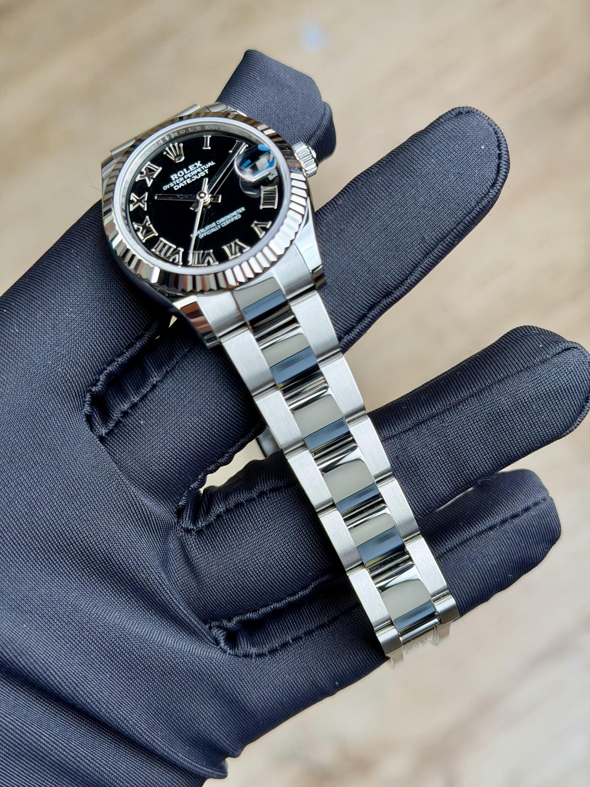 Rolex Datejust 31 Black Roman Fluted Oyster 2026 Unworn 278274