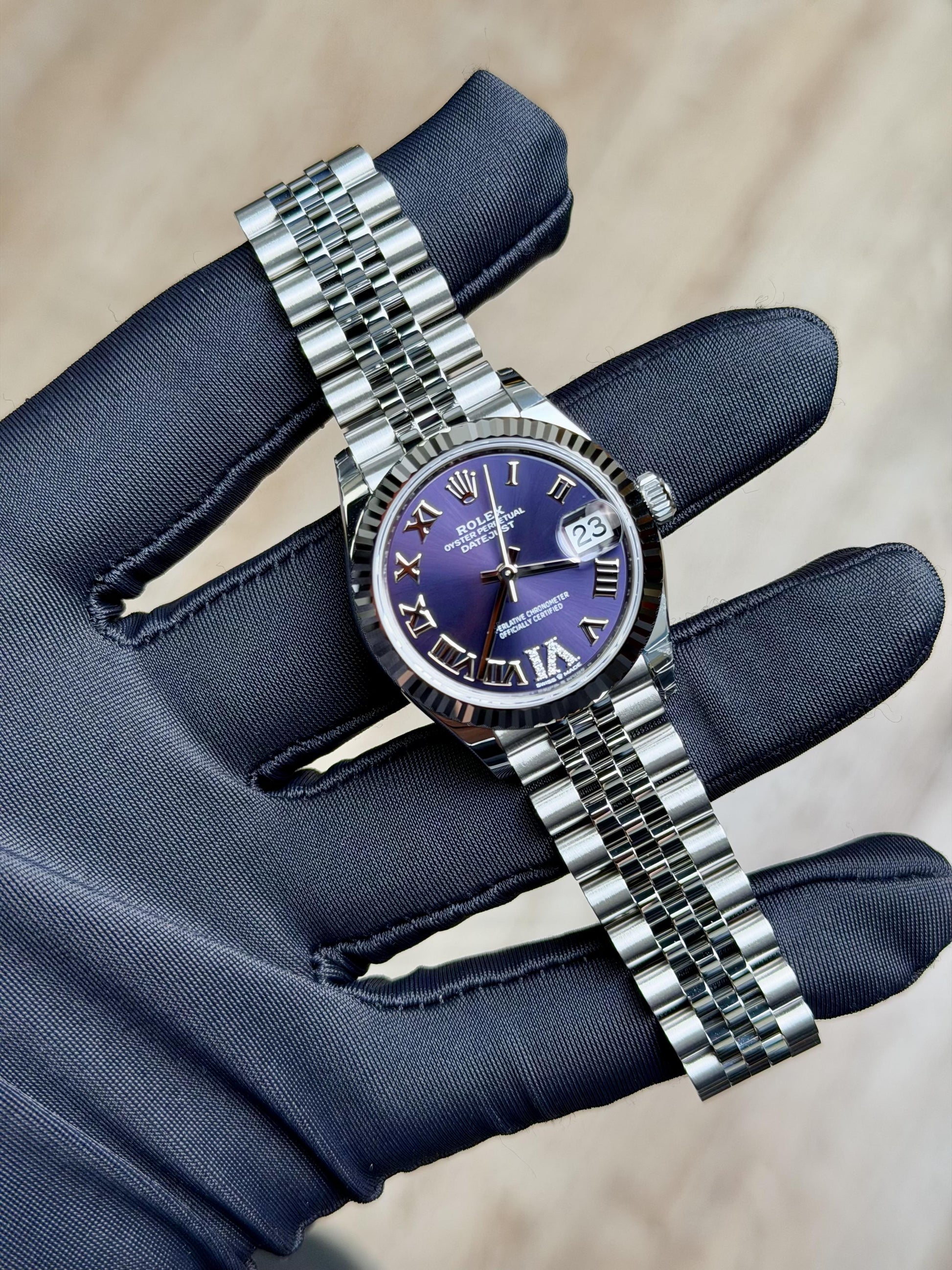 Rolex Datejust 31 Aubergine Purple Roman VI Fluted Jubilee 2026 Unworn 278274