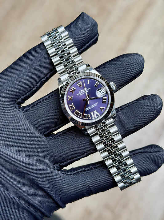 Rolex Datejust 31 Aubergine Purple Roman VI Fluted Jubilee 2026 Unworn 278274