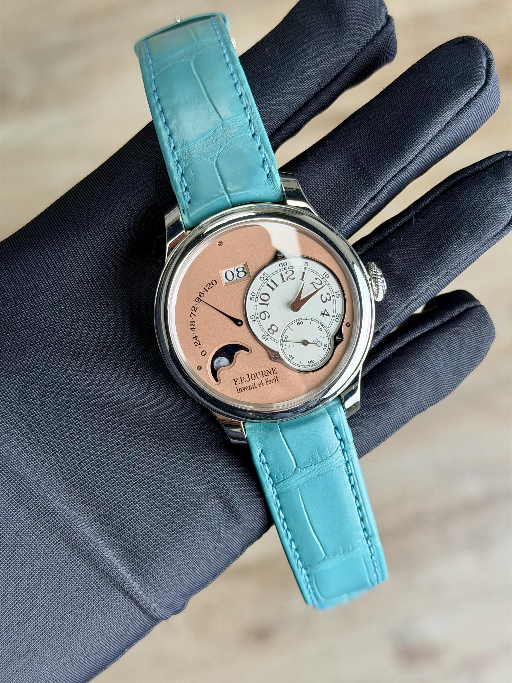 F.P.Journe Octa Lune 42 Platinum Salmon Dial Strap Like New LN