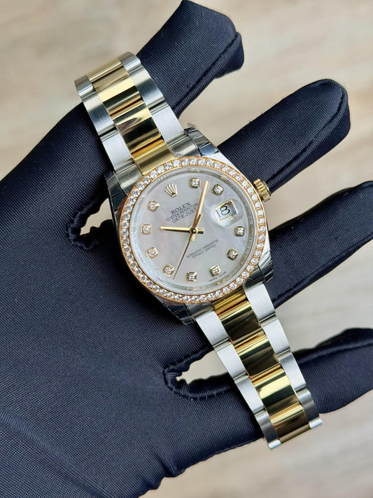 Rolex Datejust 36 MOP Pearl Diamond Bezel Oyster Preowned 2017 116243