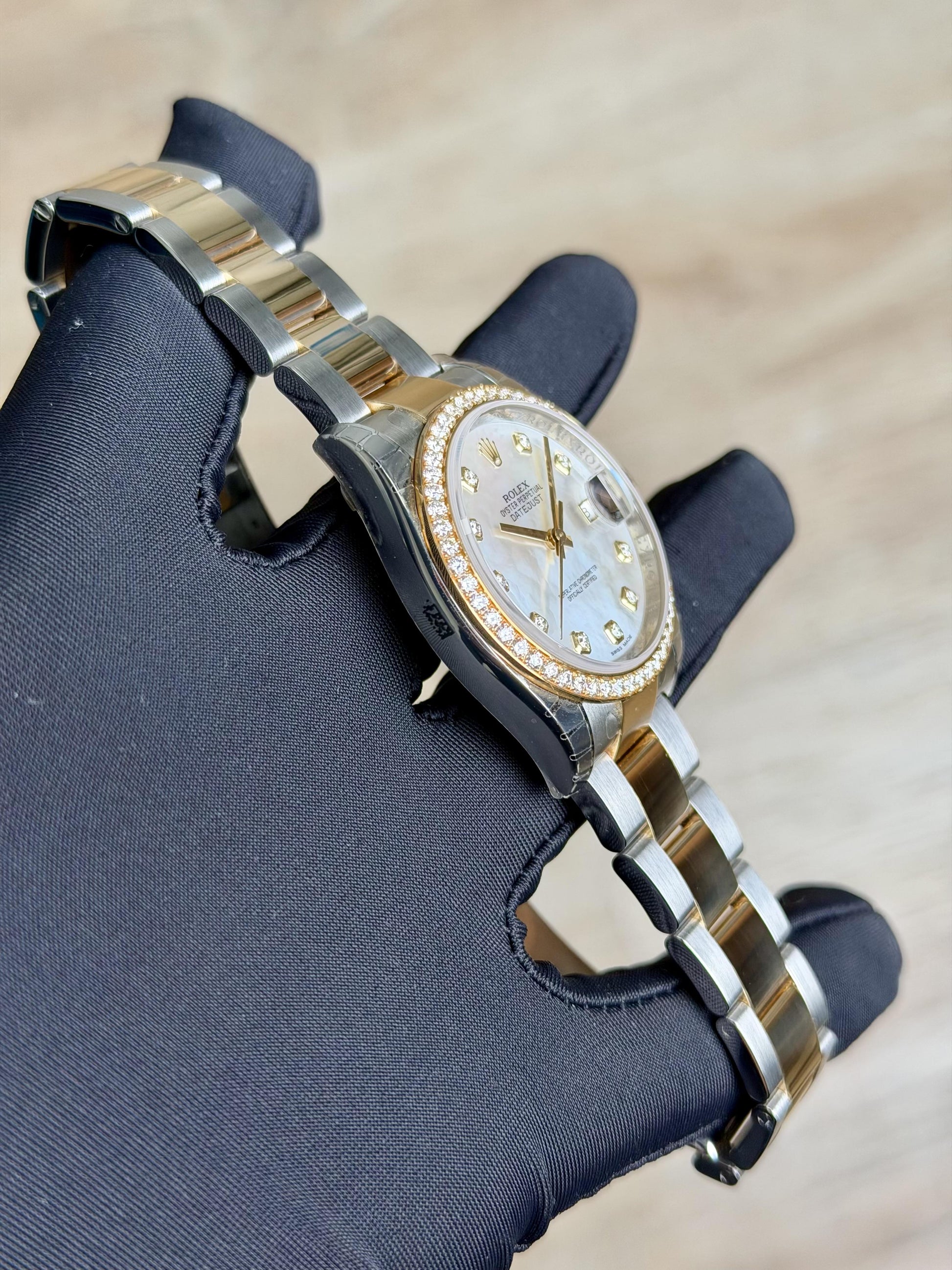 Rolex Datejust 36 MOP Pearl Diamond Bezel Oyster Preowned 2017 116243