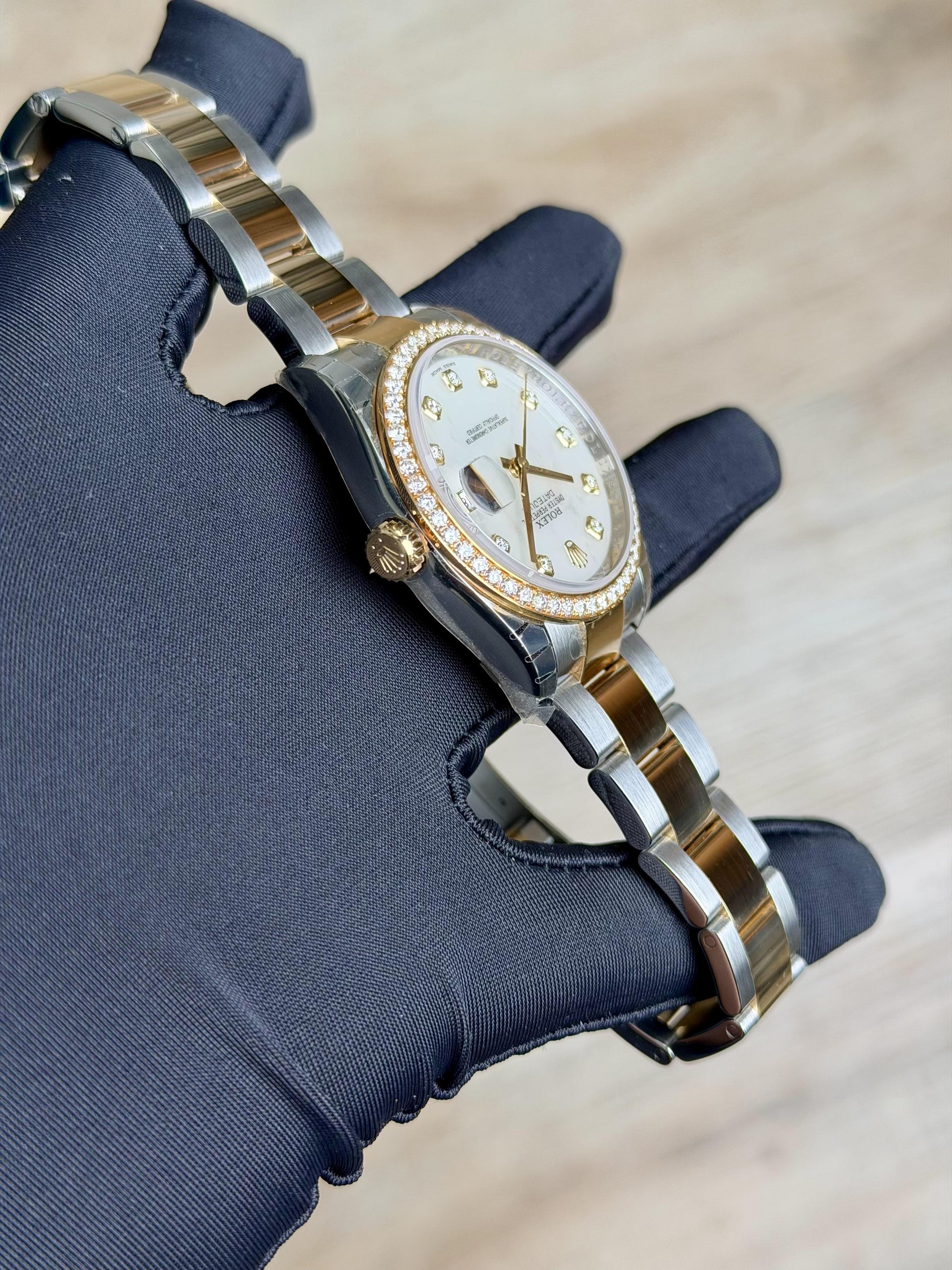 Rolex Datejust 36 MOP Pearl Diamond Bezel Oyster Preowned 2017 116243