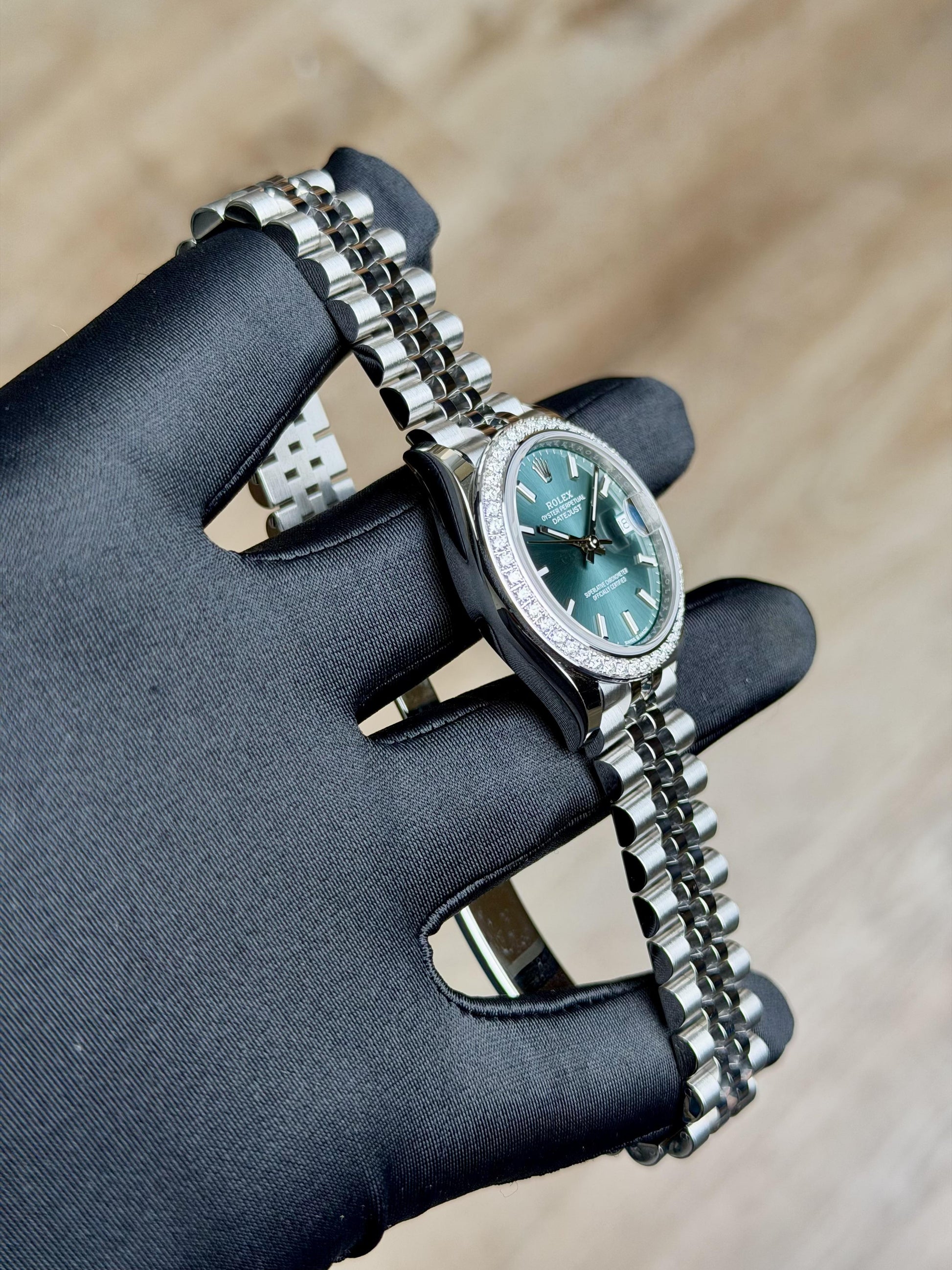 Rolex Datejust 31 Mint Green Index Diamond Bezel Jubilee 2026 Unworn 278384RBR