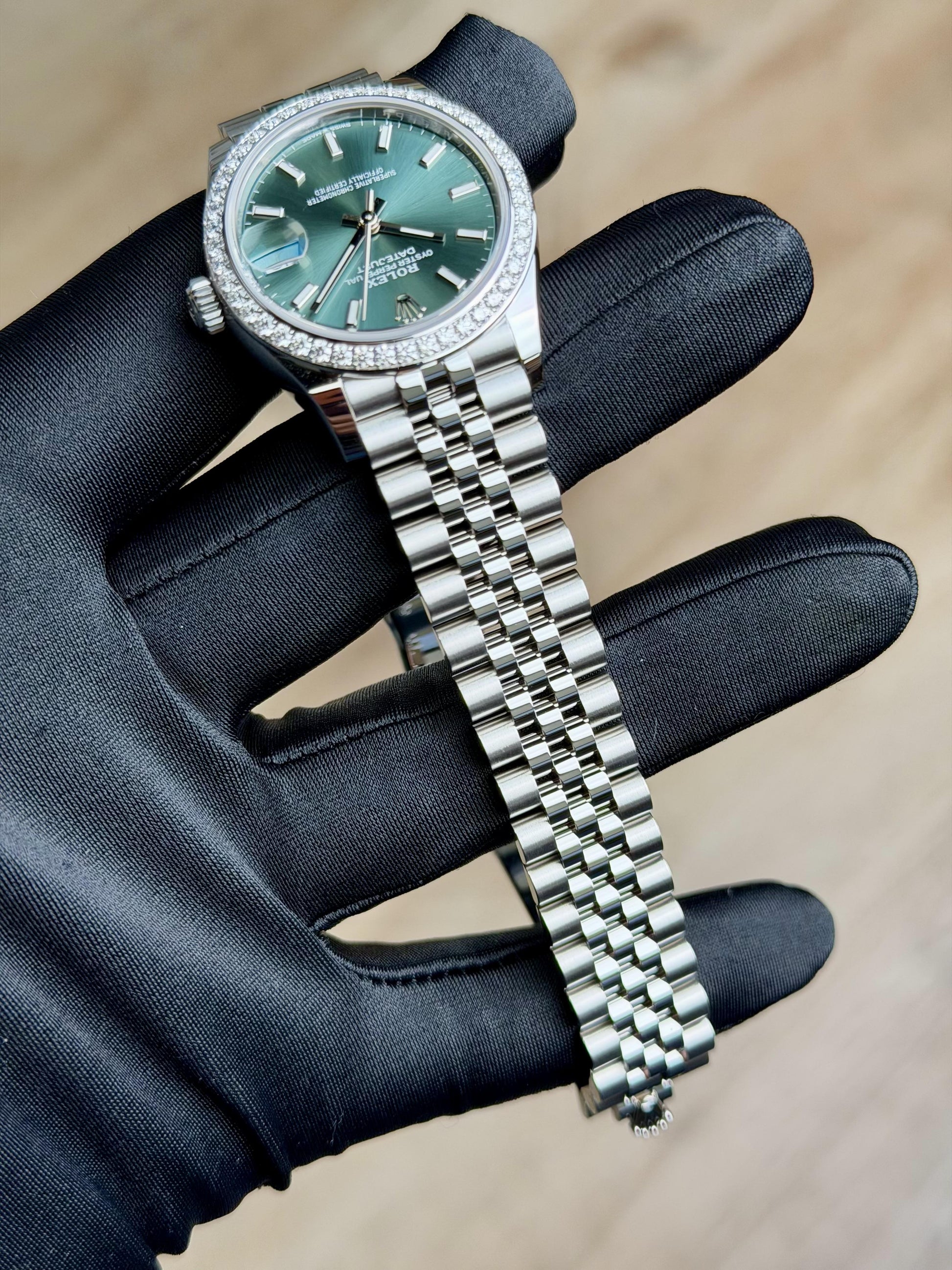 Rolex Datejust 31 Mint Green Index Diamond Bezel Jubilee 2026 Unworn 278384RBR