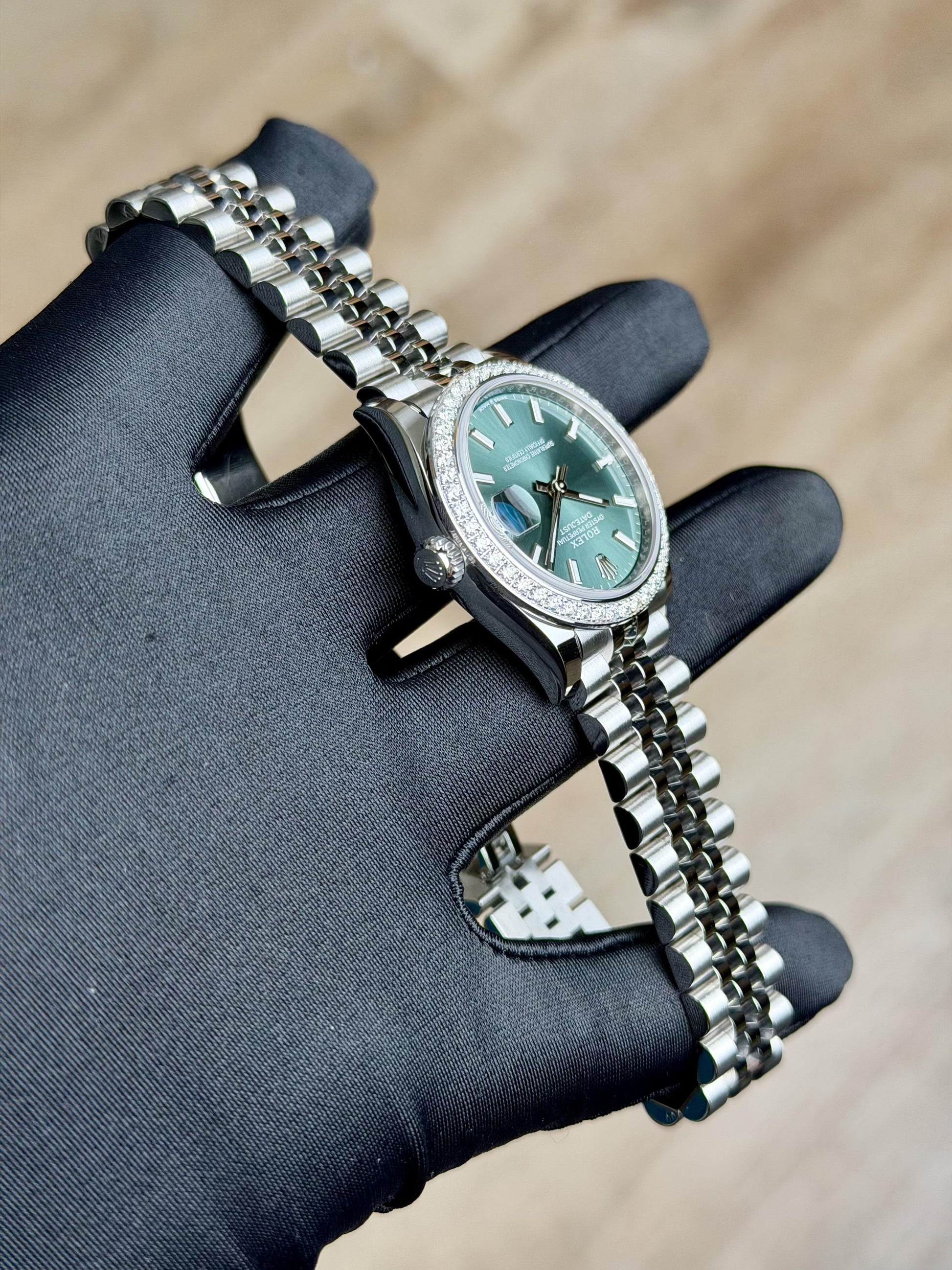 Rolex Datejust 31 Mint Green Index Diamond Bezel Jubilee 2026 Unworn 278384RBR