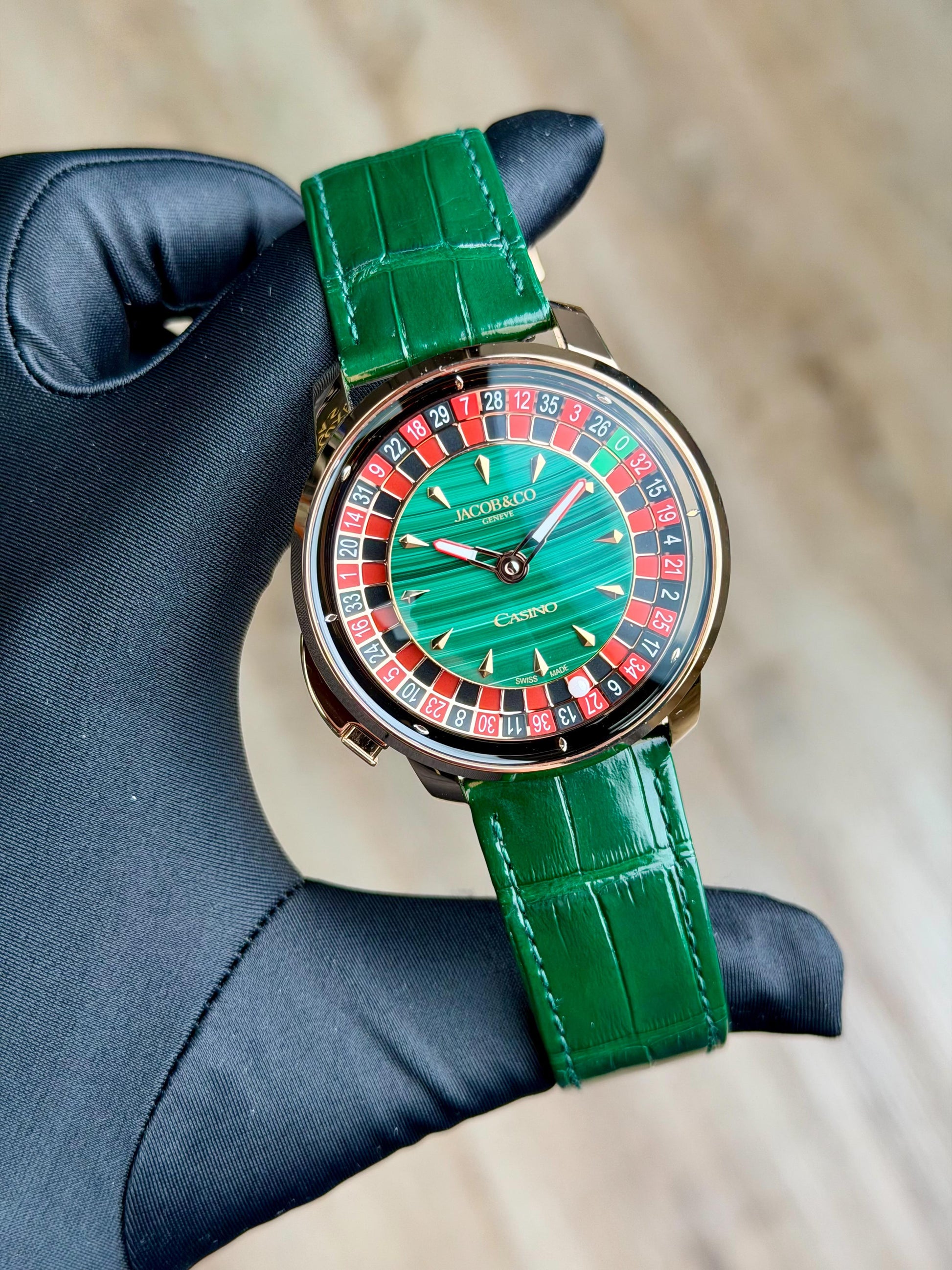 Jacob & Co. Casino Tourbillon 44 Malachite Roulette 2026 Unworn CA100.40.AA.AE.A