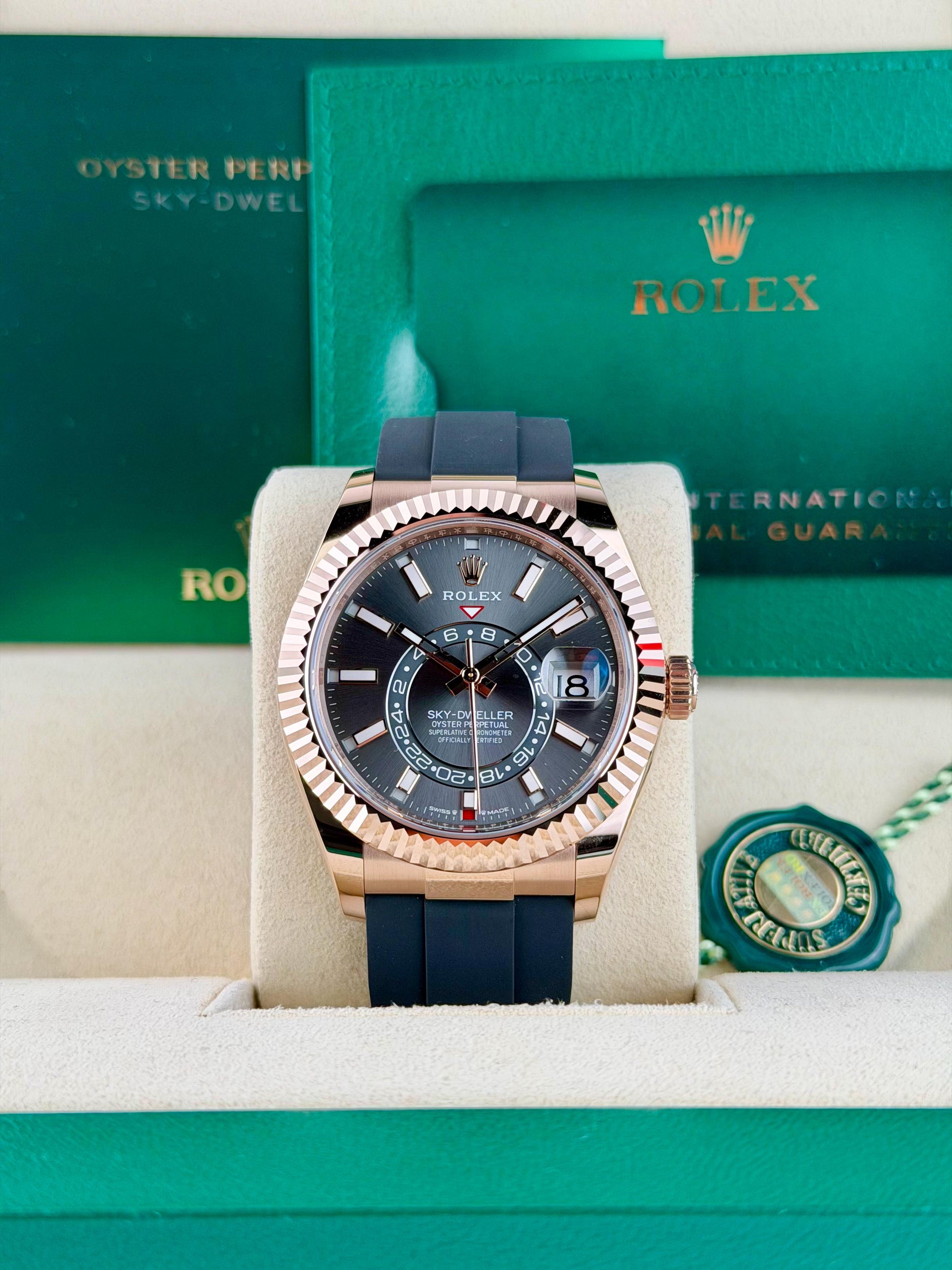 Rolex Sky-Dweller 42 Slate Grey Index Fluted Oysterflex 2026 Unworn 336235