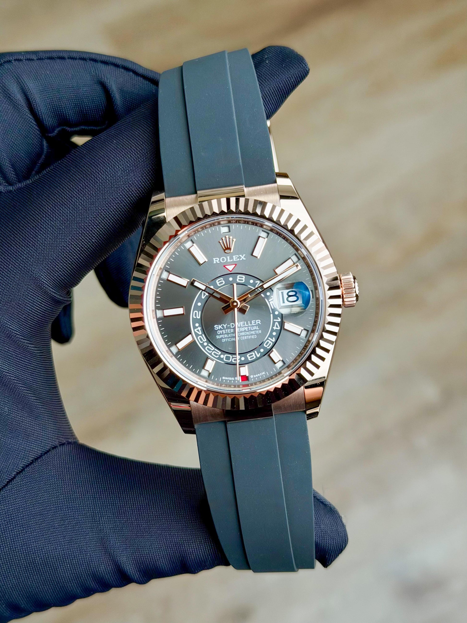 Rolex Sky-Dweller 42 Slate Grey Index Fluted Oysterflex 2026 Unworn 336235