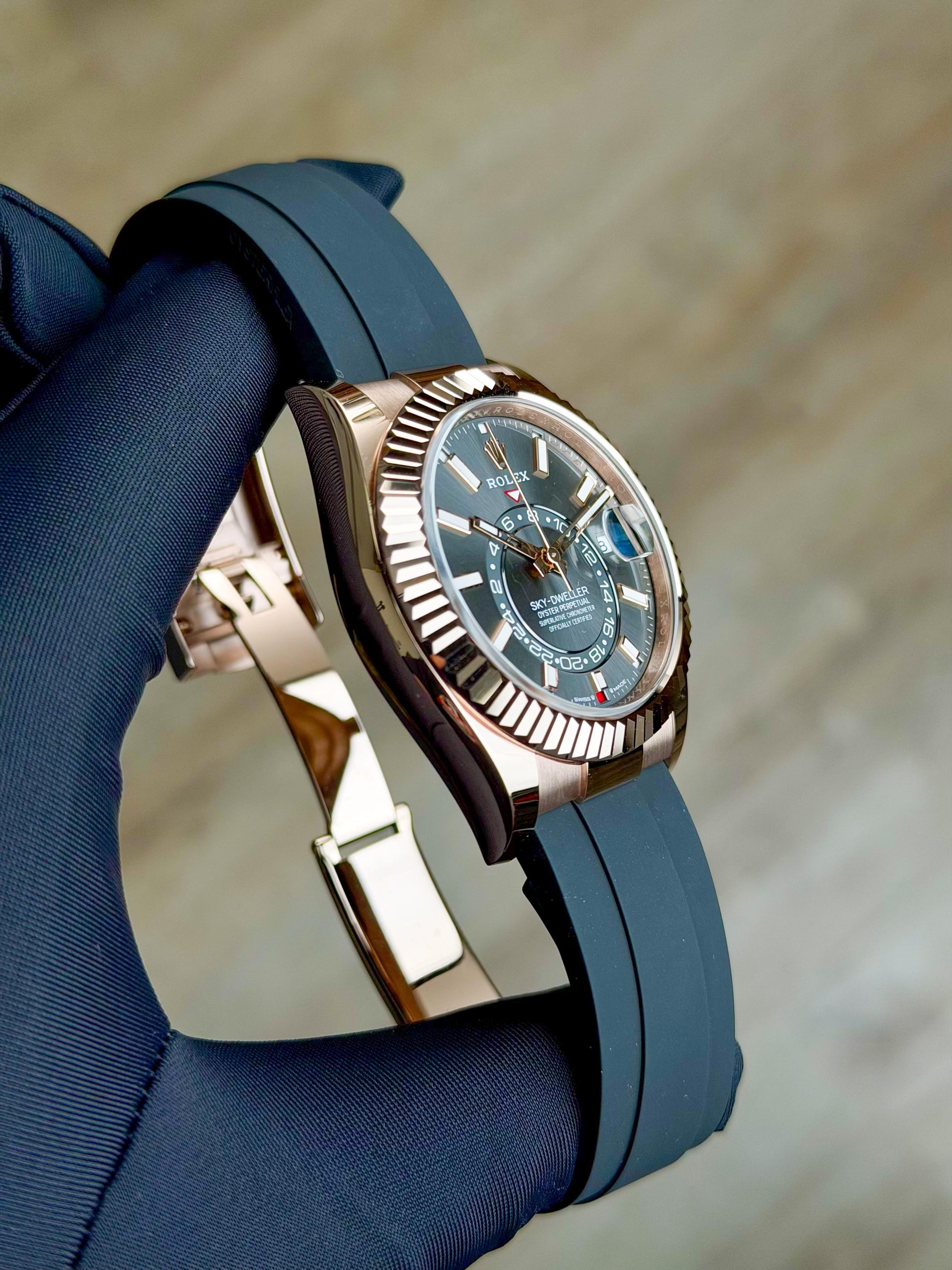 Rolex Sky-Dweller 42 Slate Grey Index Fluted Oysterflex 2026 Unworn 336235