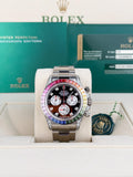 Rolex Daytona 40 Black Diamond Rainbow Saphhire Oyster Preowned 116599RBOW