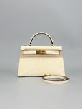 Hermes Mini Kelly II 20 Sellier Ostrich Nata Gold Hardware G Stamp 2026