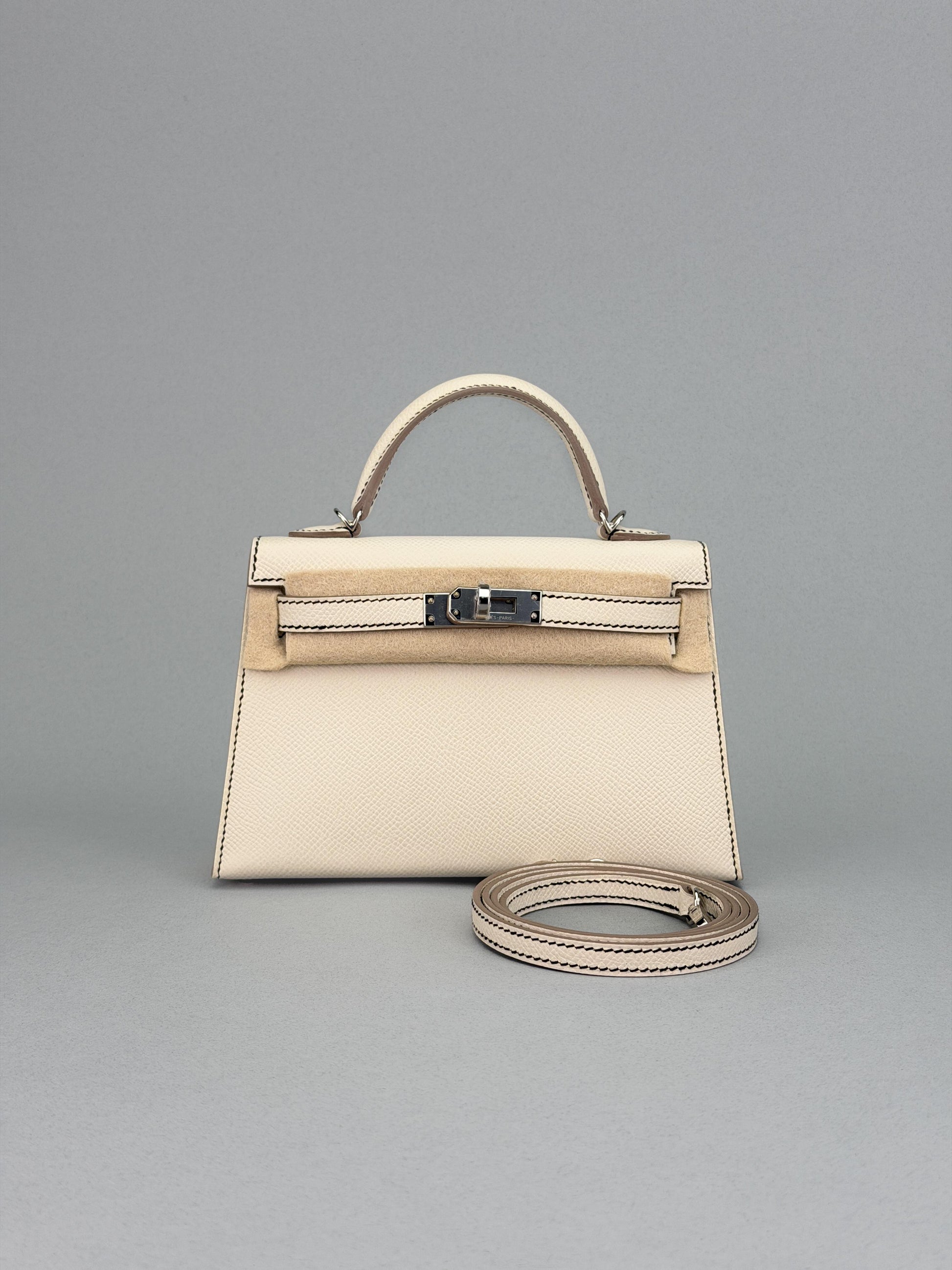 Hermes Mini Kelly 20 Epsom HSS Craie/Black Palladium Hardware W Stamp 2024
