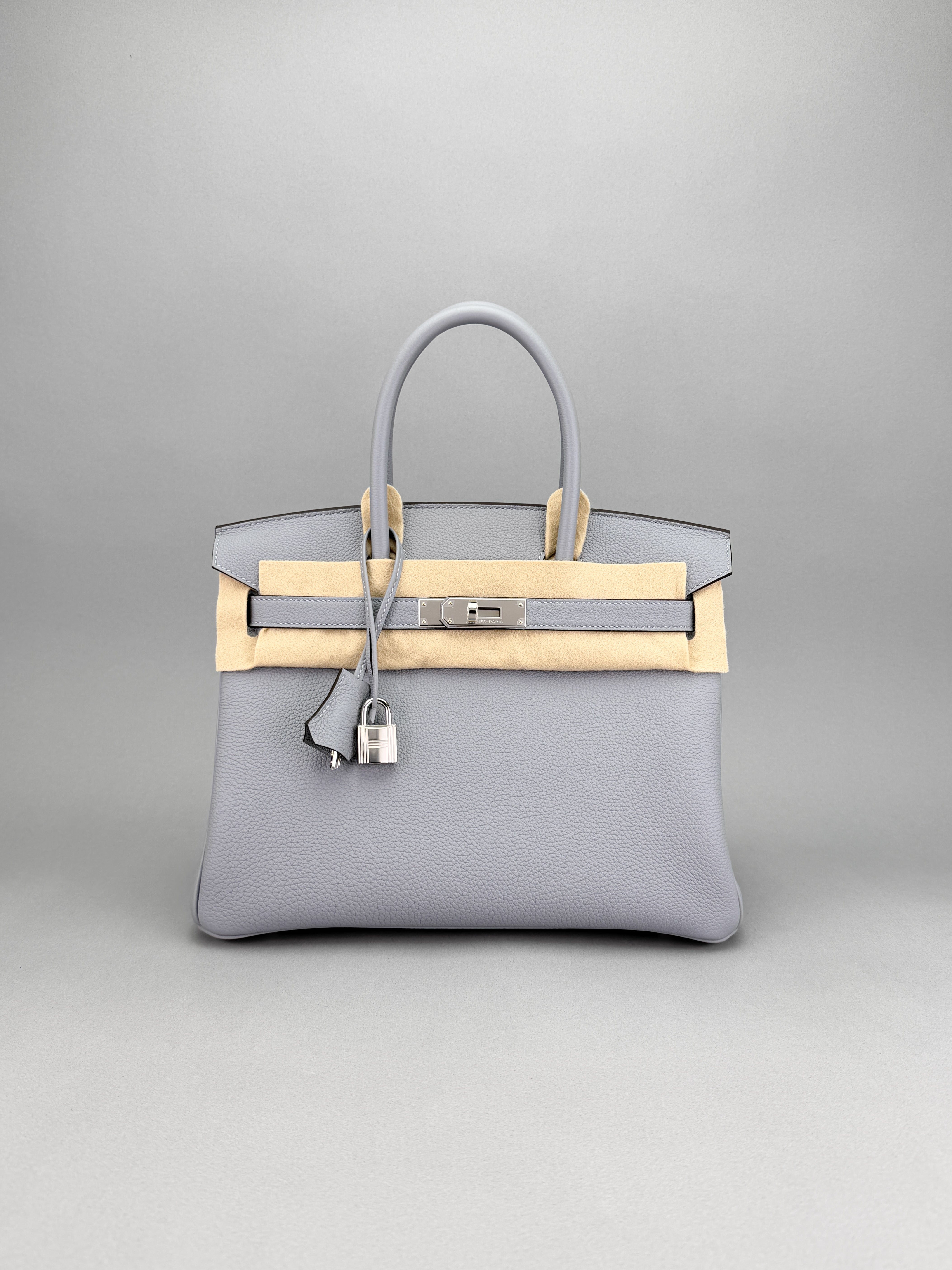 HERMES Birkin 30 Retourne Gris Pantin Palladium Hardware K Stamp Unwor