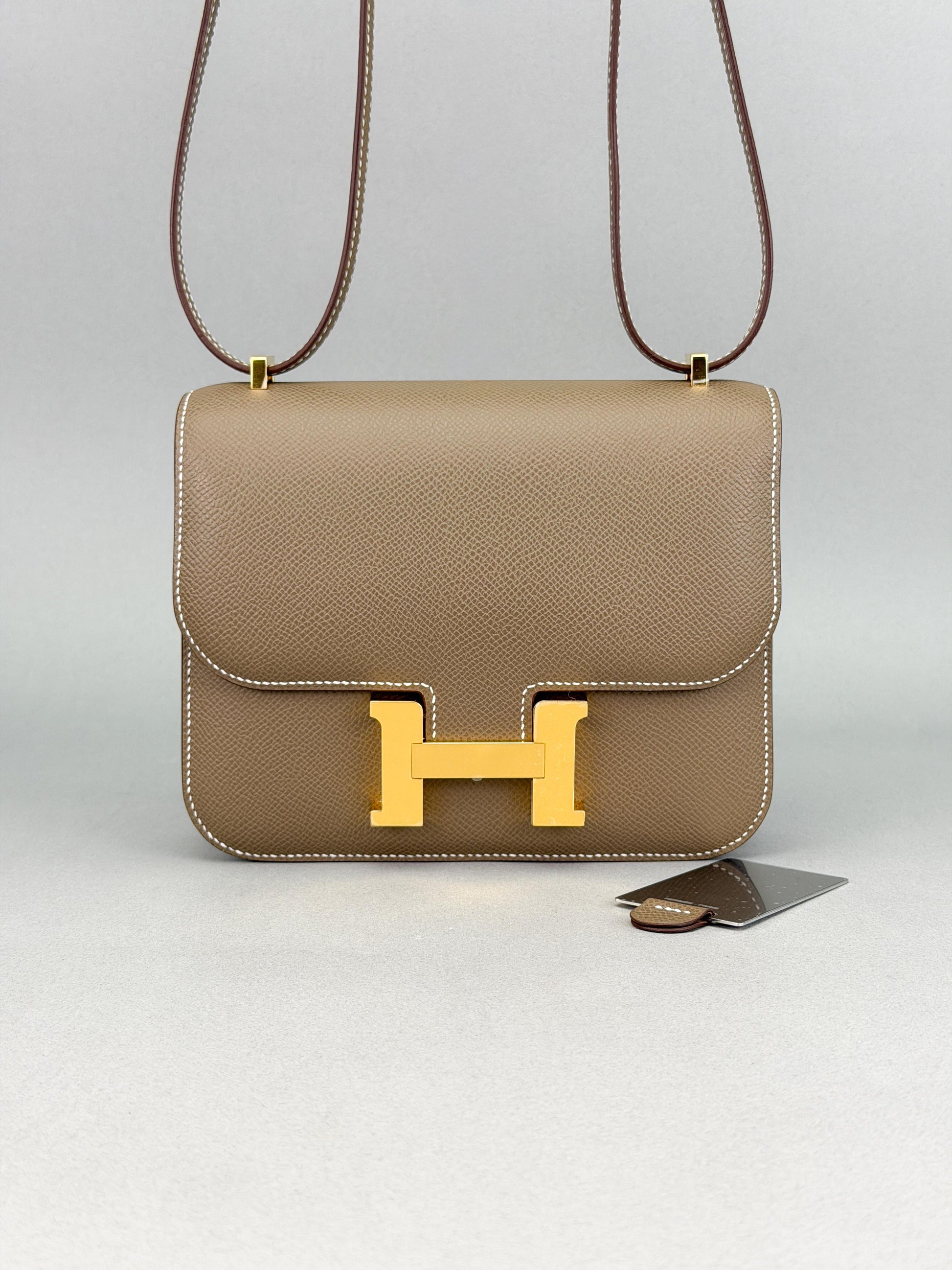 Hermes Mini Constance 18 Sellier Epsom Etoupe Gold Hardware G Stamp 2026