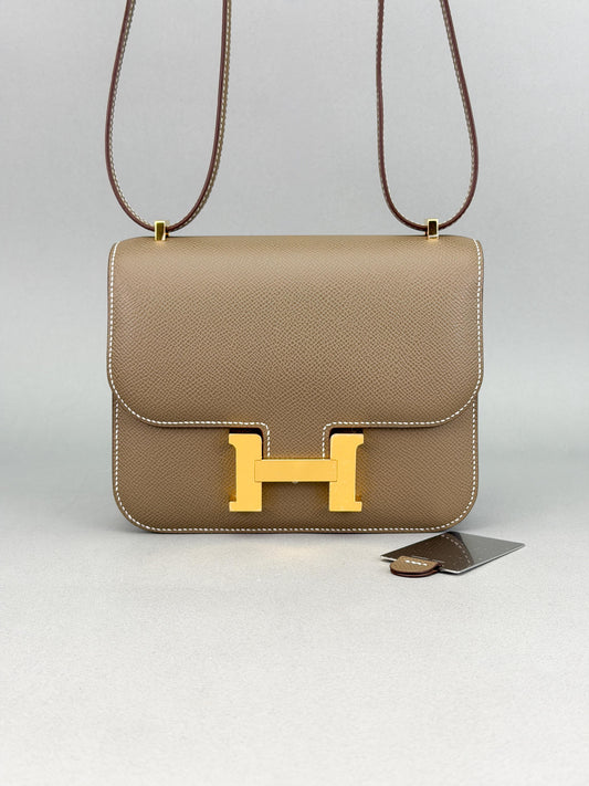 Hermes Mini Constance 18 Sellier Epsom Etoupe Gold Hardware G Stamp 2026