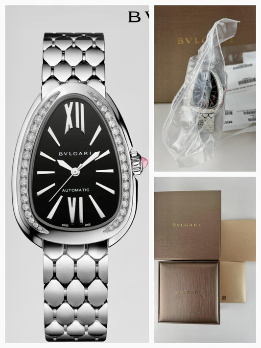 BVLGARI Serpenti Seduttori Black Dial Steel Diamond 2026 Unworn 104062