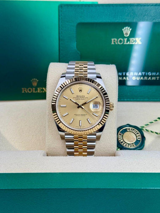Rolex Datejust 41 Champagne Index Fluted Jubilee 2026 Unworn 126333