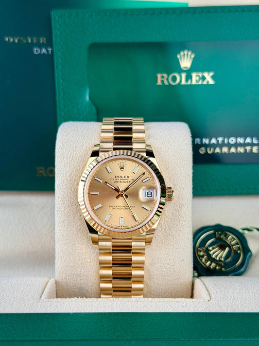 Rolex Datejust 31 Champagne Index Fluted President 2026 Unworn 278278
