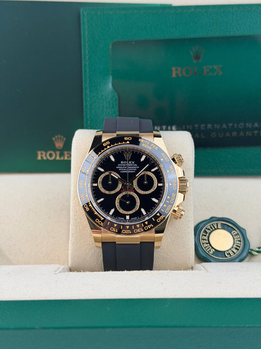 Rolex Daytona 40 Black/Black Index Oysterflex 2026 Unworn 126518LN
