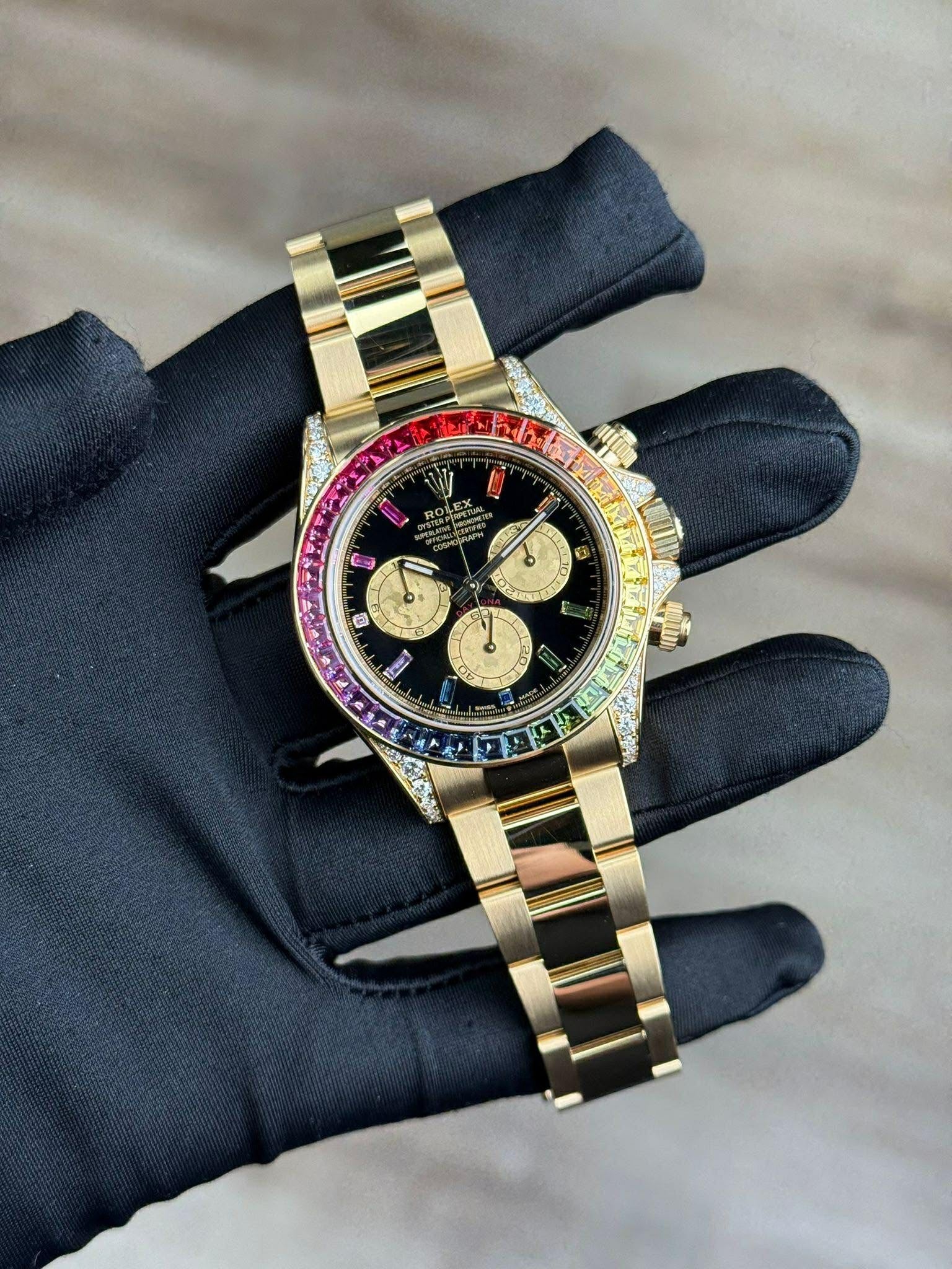 Rolex Daytona Black/Champagne Rainbow Oyster Unworn 126598RBOW