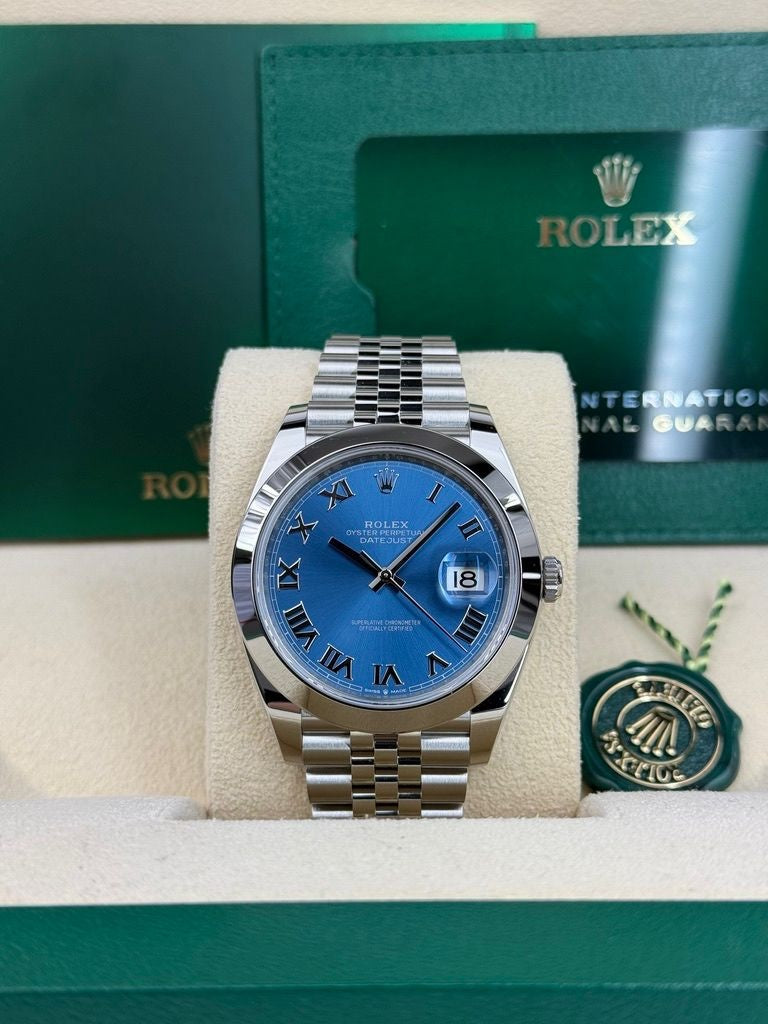 Rolex Datejust 41 Blue Roman Smooth Jubilee 2025 Unworn 126300
