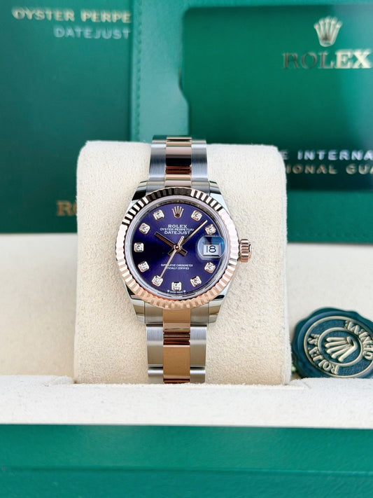 Rolex Datejust 28 Aubergine Purple Diamond Fluted Oyster 2026 Unworn 279171