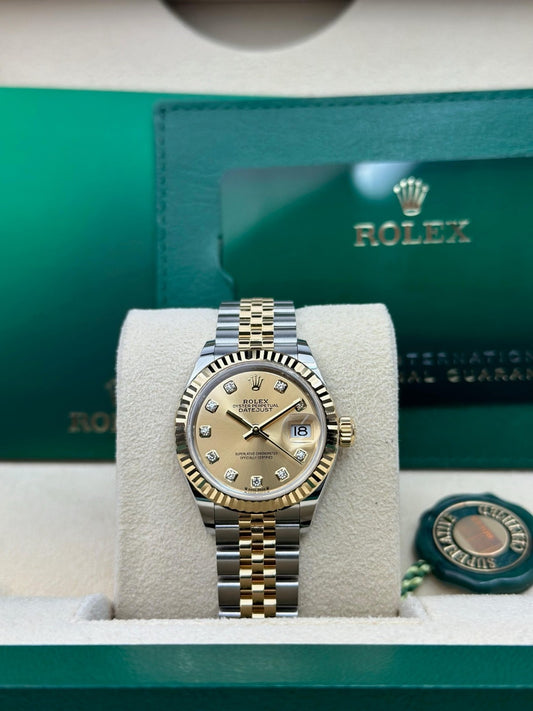Rolex Datejust 28 Champagne Diamond Fluted Jubilee Bracelet 2026 Unworn 279173