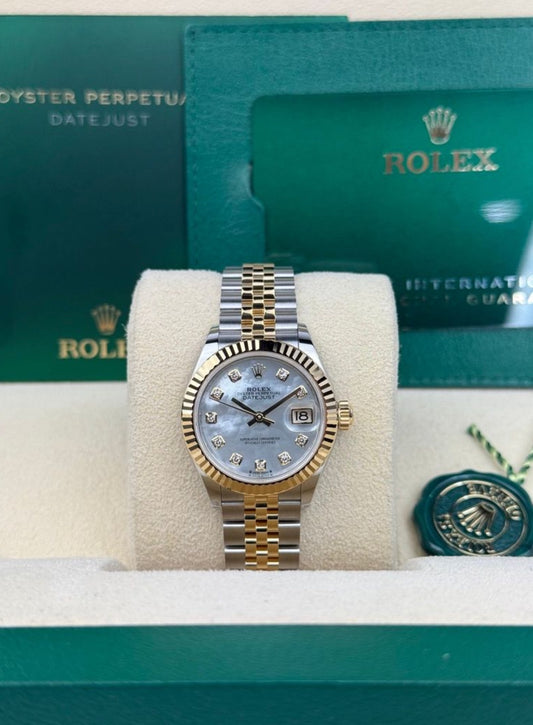 Rolex Datejust 28 MOP Pearl Diamond Fluted Jubilee 2026 Unworn 279173
