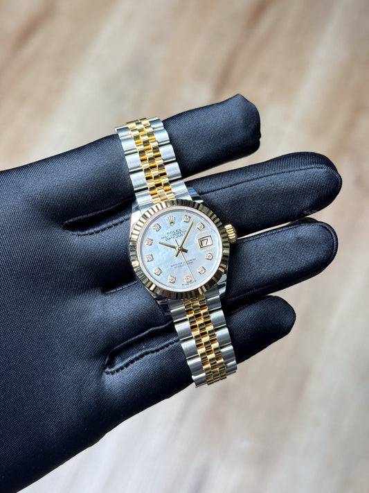 Rolex Datejust 28 MOP Pearl Diamond Fluted Jubilee 2026 Unworn 279173