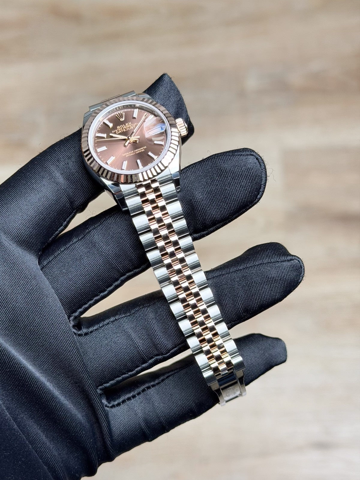 Rolex Datejust 28 Chocolate Index Fluted Jubilee 2026 Unworn 279171
