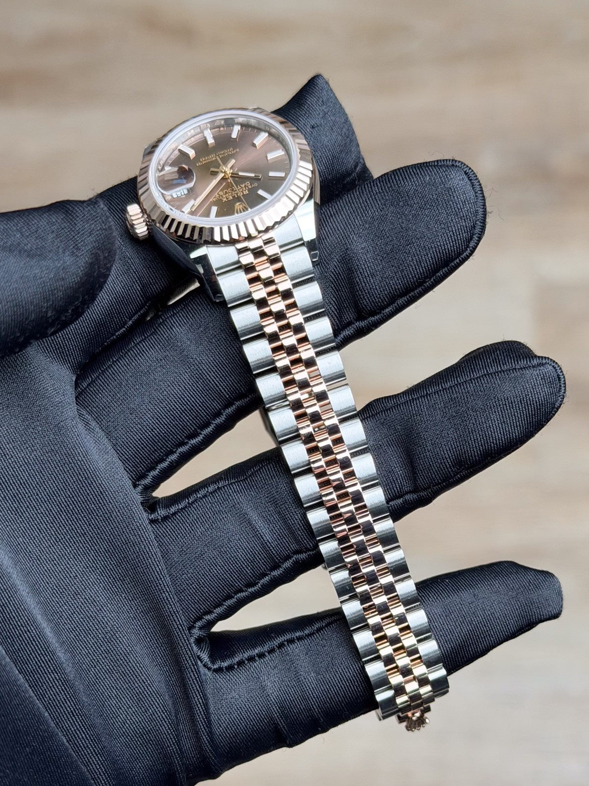 Rolex Datejust 28 Chocolate Index Fluted Jubilee 2026 Unworn 279171