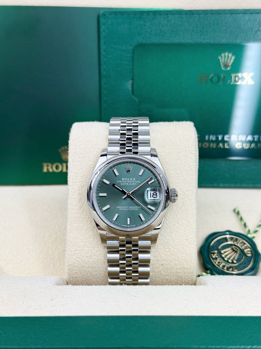 Rolex Datejust 31 Mint Green Index Smooth Jubilee 2026 Unworn 278240