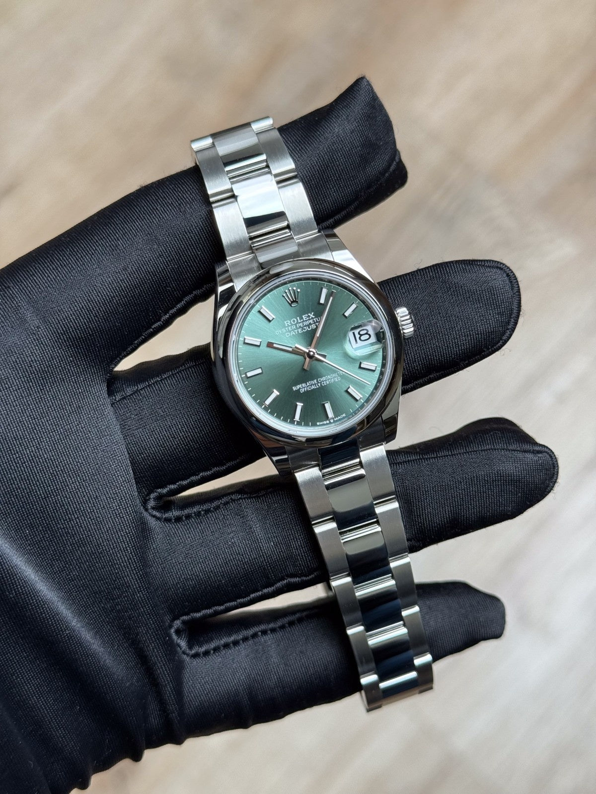 Rolex Datejust 31 Mint Green Index Smooth Oyster Unworn 278240