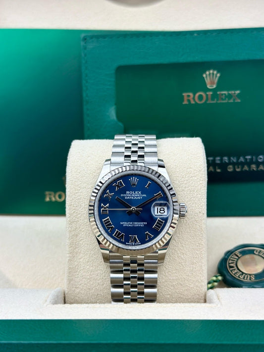Rolex Datejust 31 Blue Roman Fluted Jubilee 2026 Unworn 278274