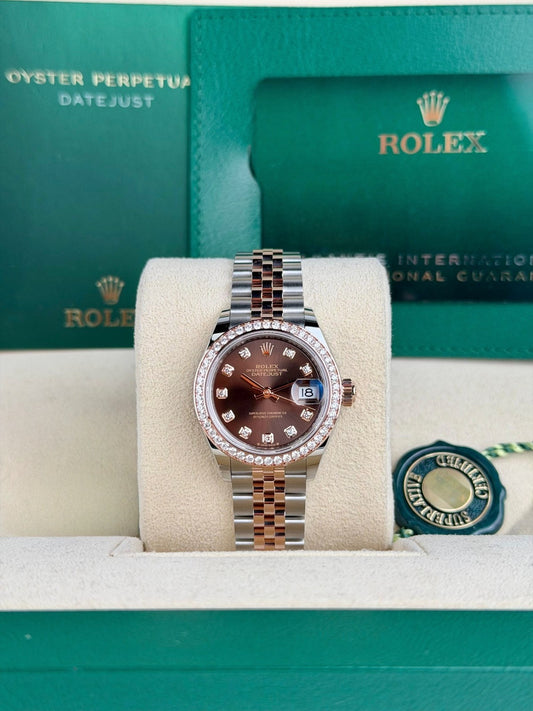 Rolex Datejust 28 Chocolate Diamond Bezel Jubilee 2026 Unworn 279381RBR