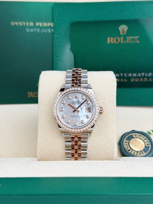 Rolex Datejust 28 MOP Pearl Diamond Bezel Jubilee 2026 Unworn 279381RBR