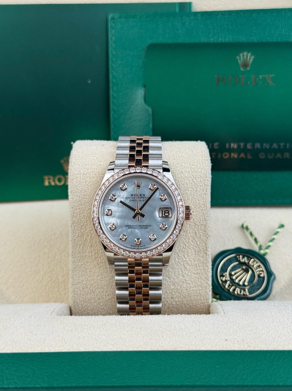 Rolex Datejust 31mm MOP Pearl Diamond Marker Bezel Jubilee 2025 Unworn 278381RBR