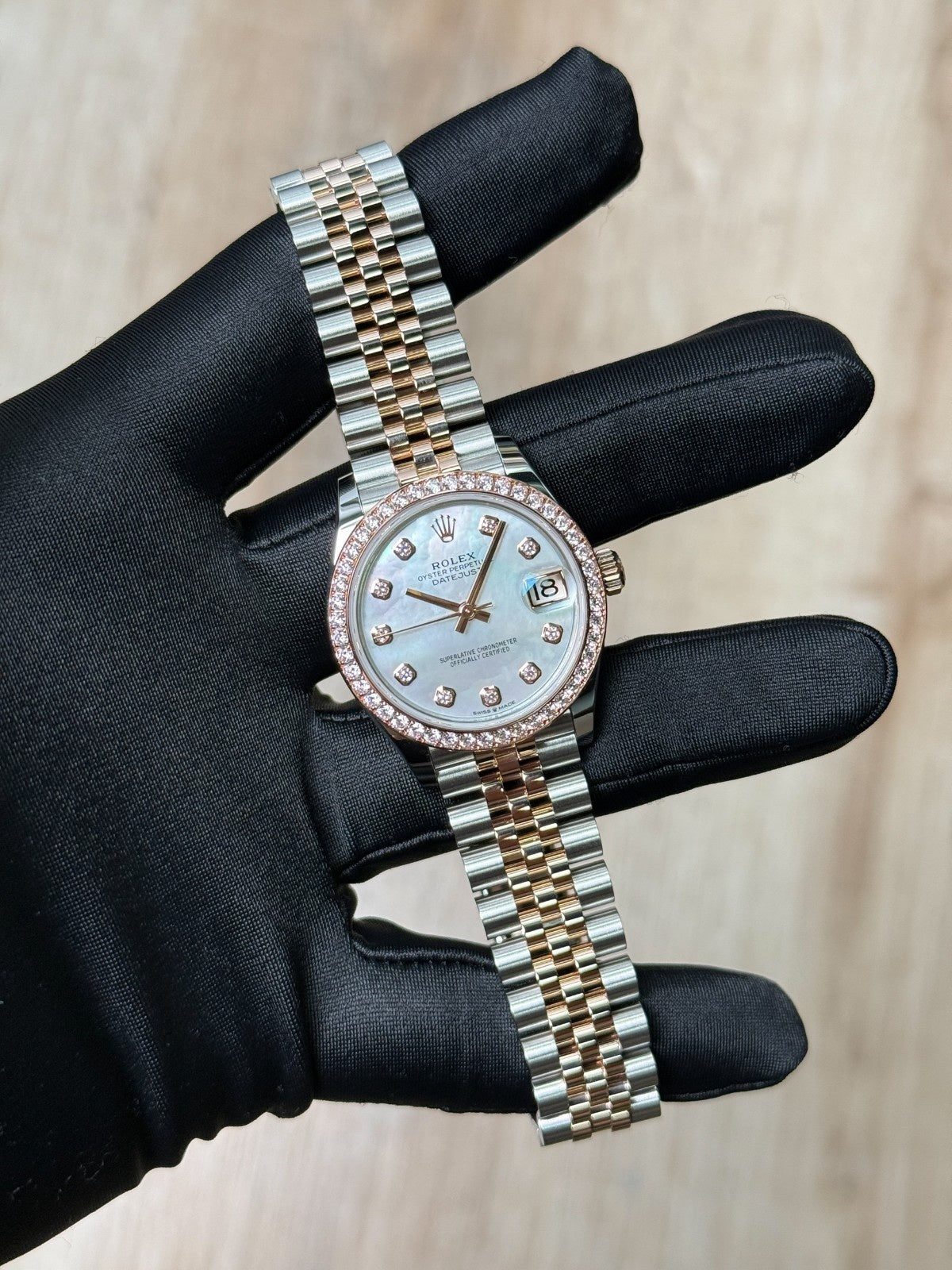 Rolex Datejust 31mm MOP Pearl Diamond Marker Bezel Jubilee 2025 Unworn 278381RBR