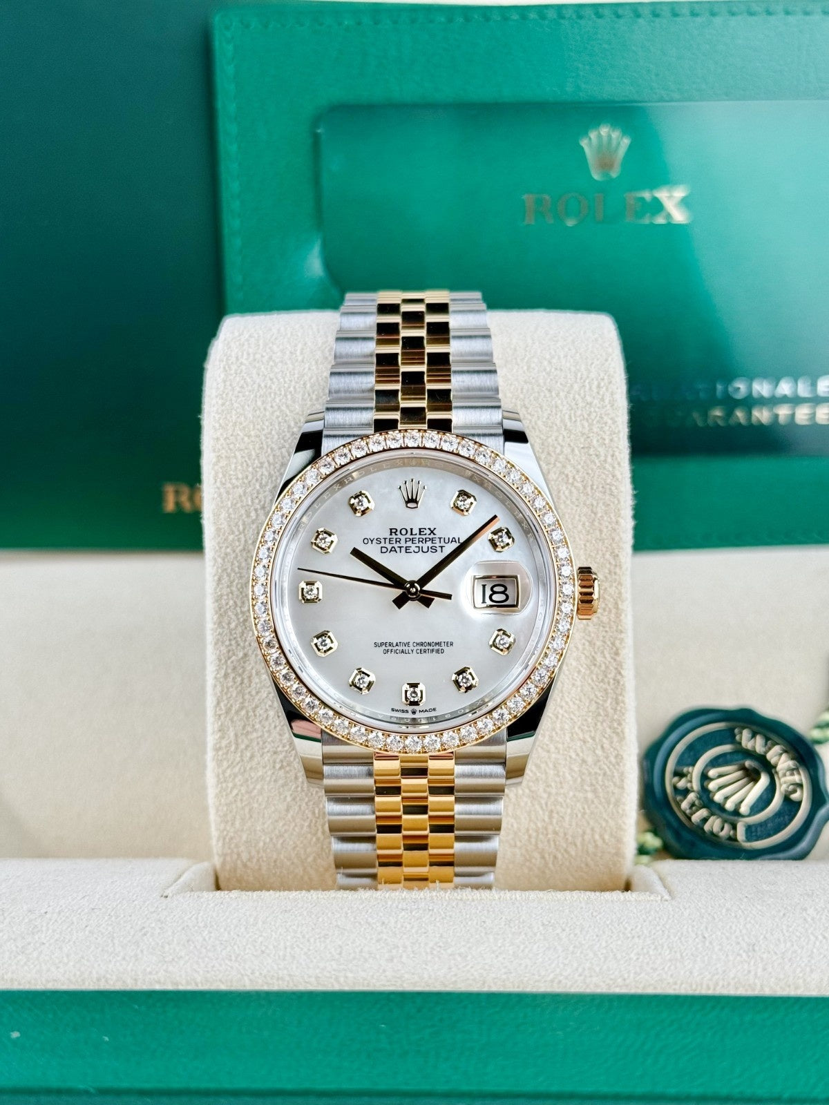 Rolex Datejust 36 MOP Pearl Diamond Bezel Jubilee 2026 Unworn 126283RBR