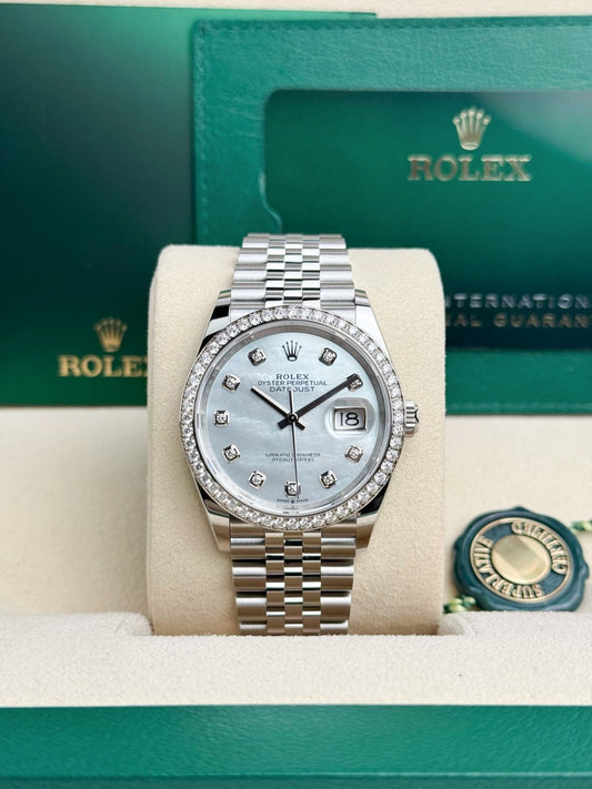 Rolex Datejust 36 MOP Pearl Diamond Bezel Jubilee 2026 Unworn 126284RBR