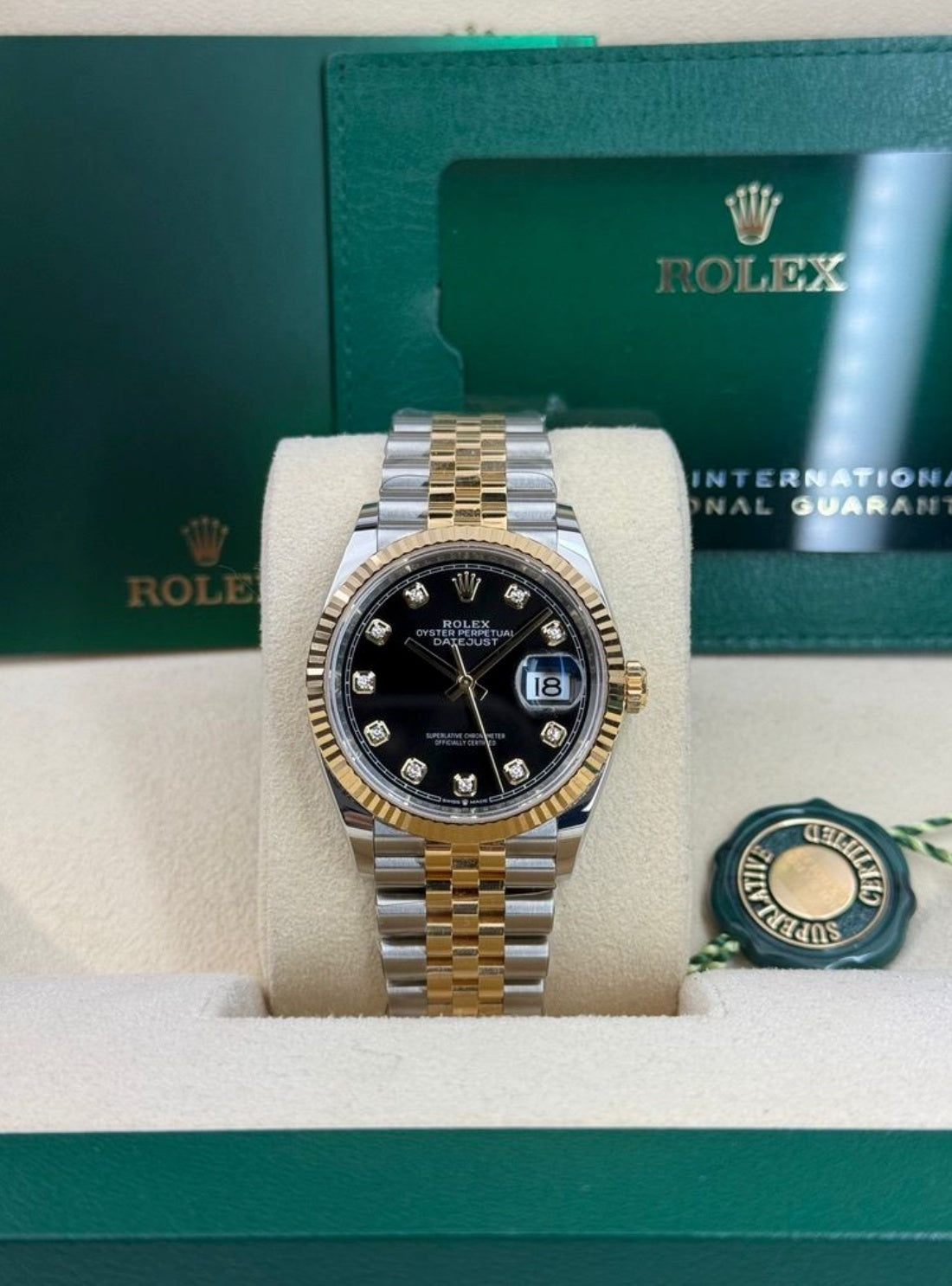 Rolex Datejust 36 Black Diamond Fluted Jubilee 2026 Unworn 126233