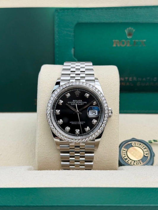 Rolex Datejust 36 Black Diamond Bezel Jubilee 2026 Unworn 126284RBR