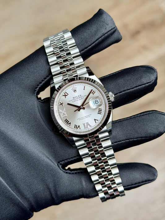 Rolex Datejust 36 Silver Roman VIIX Diamond Fluted Jubilee 2026 Unworn 126234