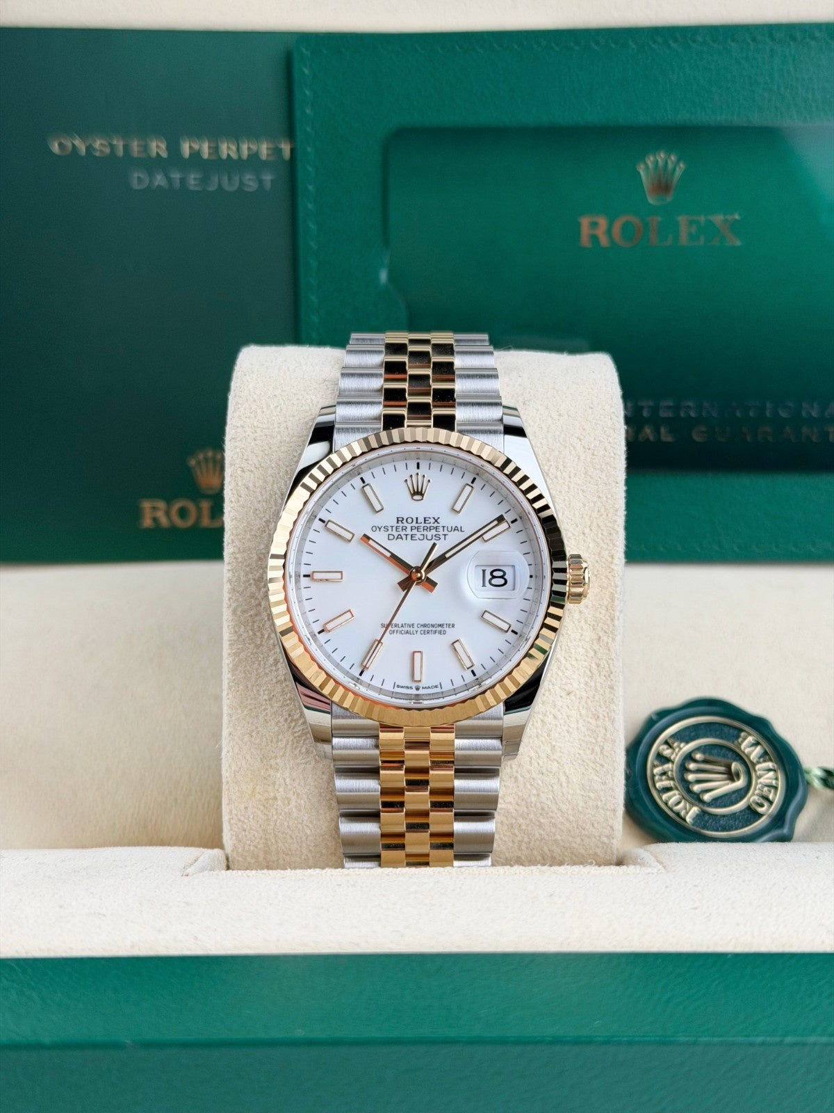 Rolex Datejust 36 White Index Fluted Jubilee 2026 Unworn 126233